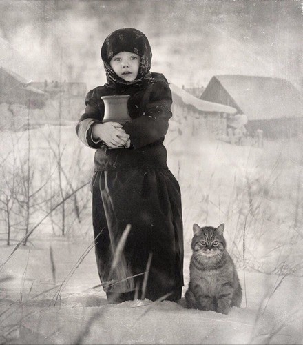 ребенок и кошка